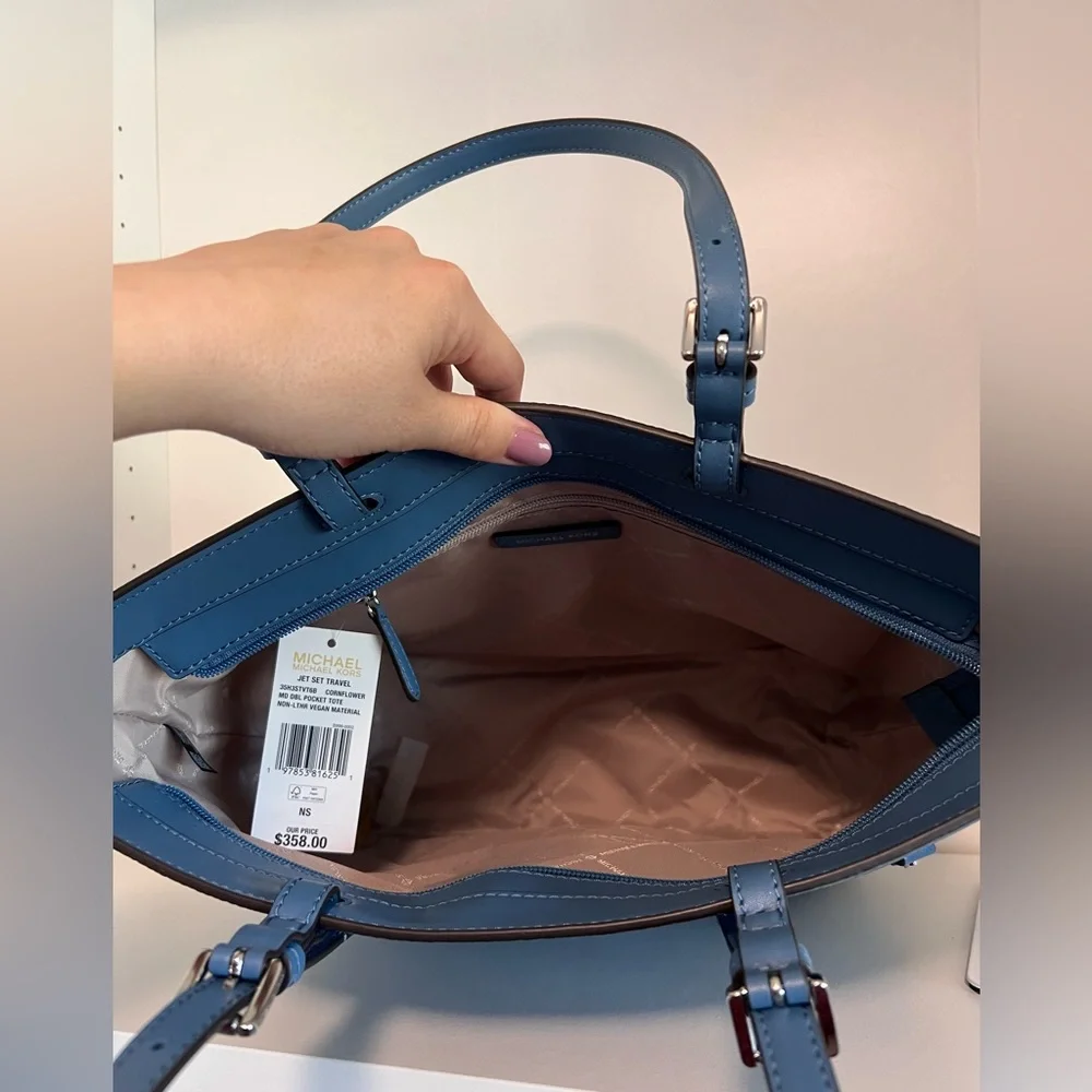 Michael Kors Blue Pebbled Leather Tote